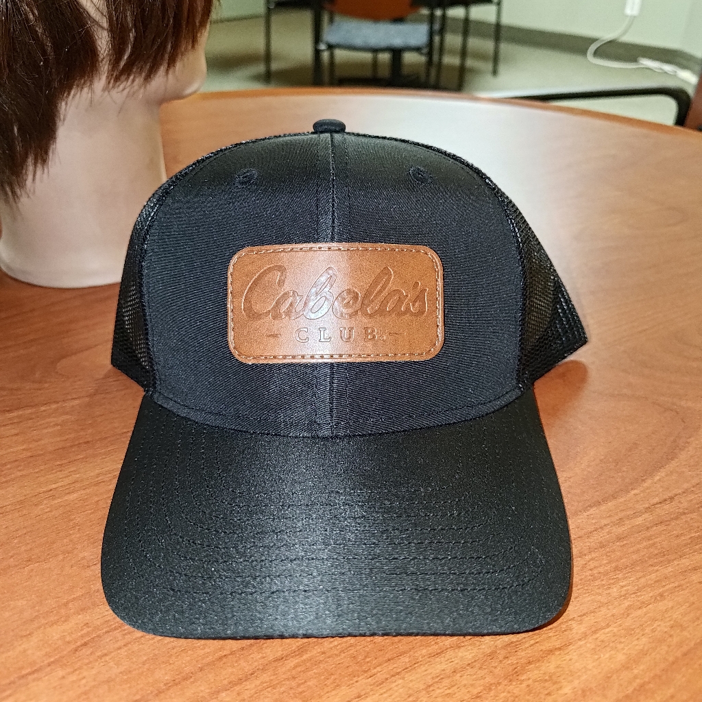 Cabelas Club Stitched Leather Patch Hunting Fishing Snapback Cap Hat New
